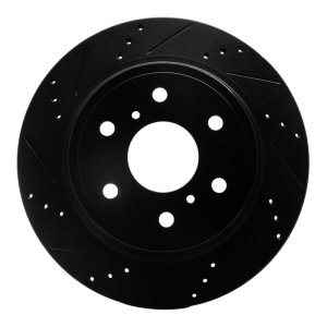 Cadillac Escalade Brake Rotor (1) - Rear Left - R1 Concepts - Drilled & Slotted - Black - `07-`20